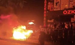 İŞ YERİ ÖNÜNDE KORKUTAN YANGIN