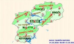ELAZIĞ İÇİN KUVVETLİ YAĞIŞ UYARISI