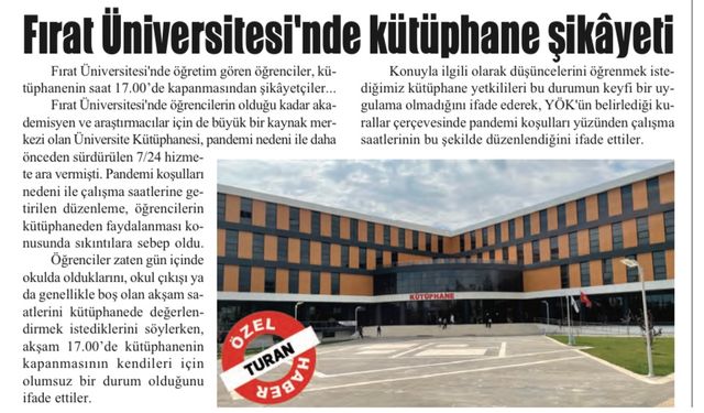 FÜ KÜTÜPHANE SAATLERİ NORMALE DÖNDÜ