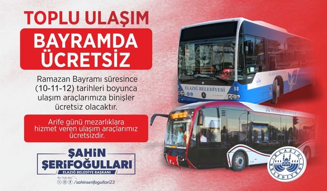 BAYRAMDA ULAŞIM ÜCRETSİZ!