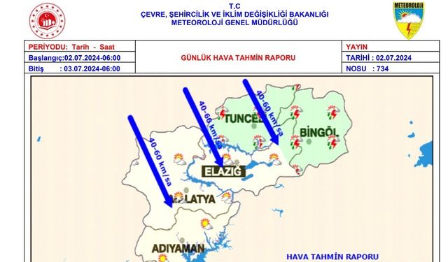 METEOROLOJİDEN KUVVETLİ RÜZGAR UYARISI