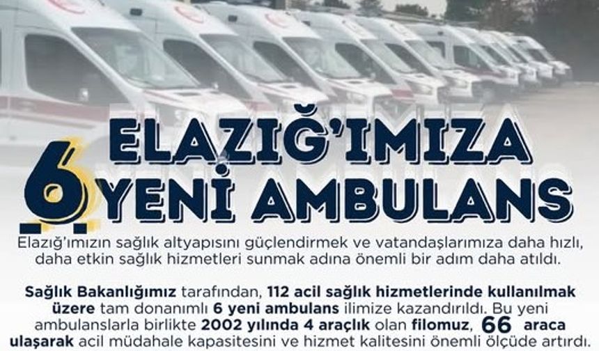 ELAZIĞ’A 6 YENİ AMBULANS