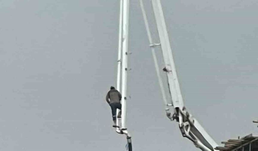 BETON POMPASI ÜZERİNDE CAMBAZLIK YAPTI