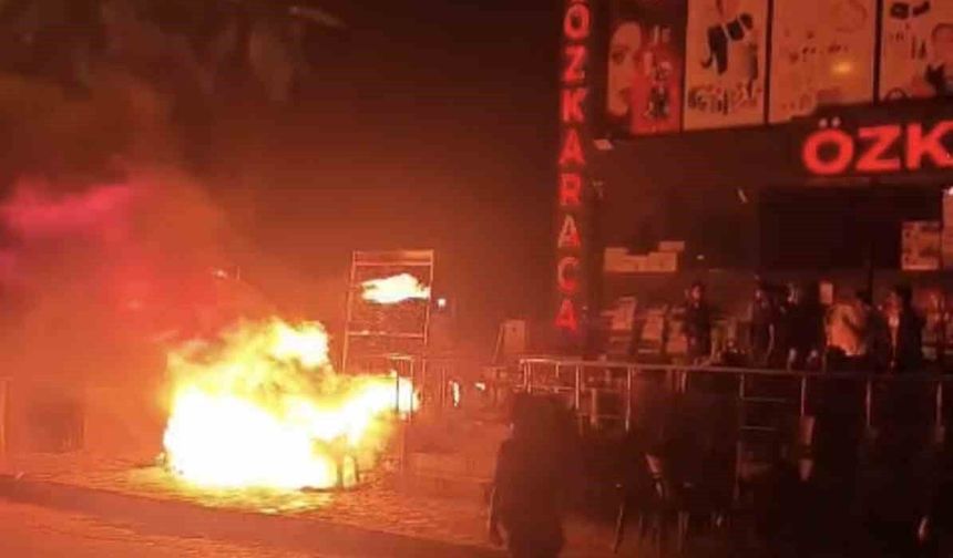 İŞ YERİ ÖNÜNDE KORKUTAN YANGIN
