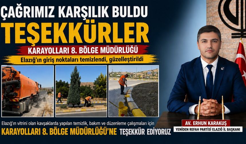 YENİDEN REFAH PARTİSİNDEN KARAYOLLARINA TEŞEKKÜR