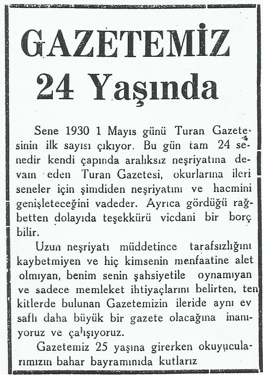 04-FOTO-TURAN GENEL YAYIN POLİTİKASI- 1 MAYIS 1954 -