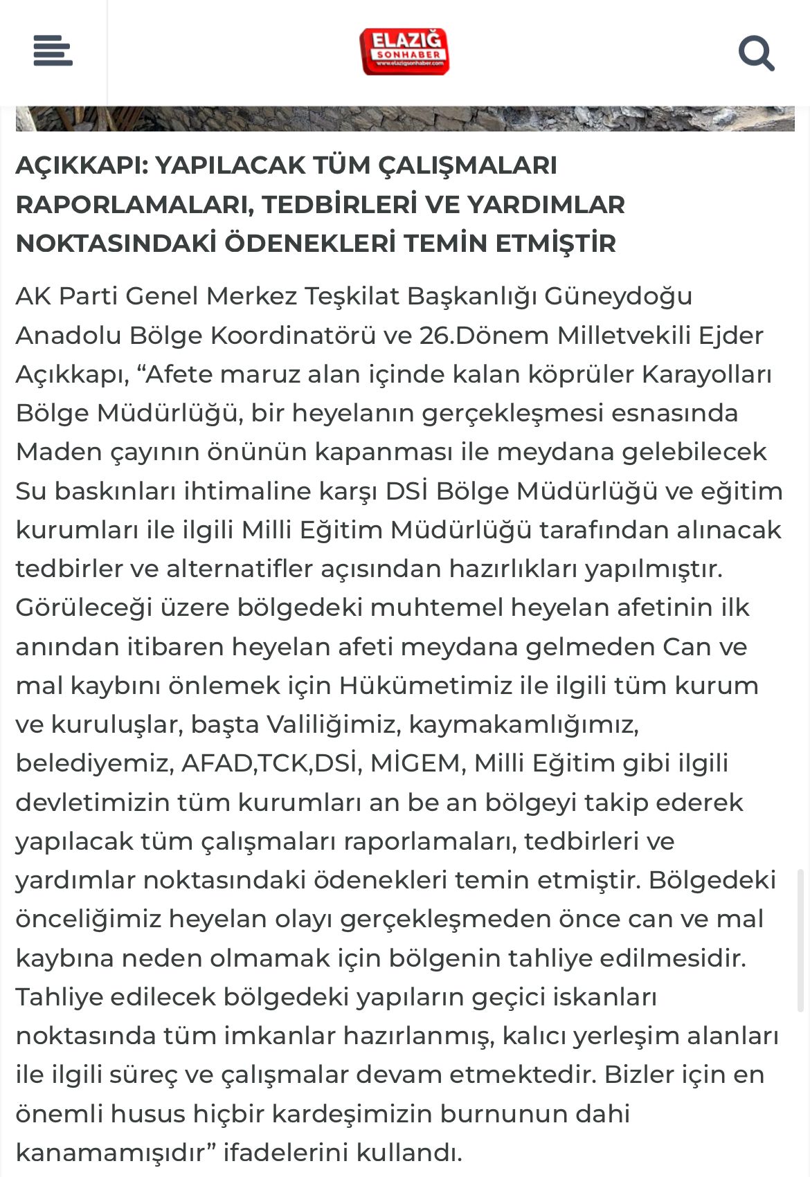 EJDER AÇIKKAPI 2019 YILINDAKİ AÇIKLAMASI