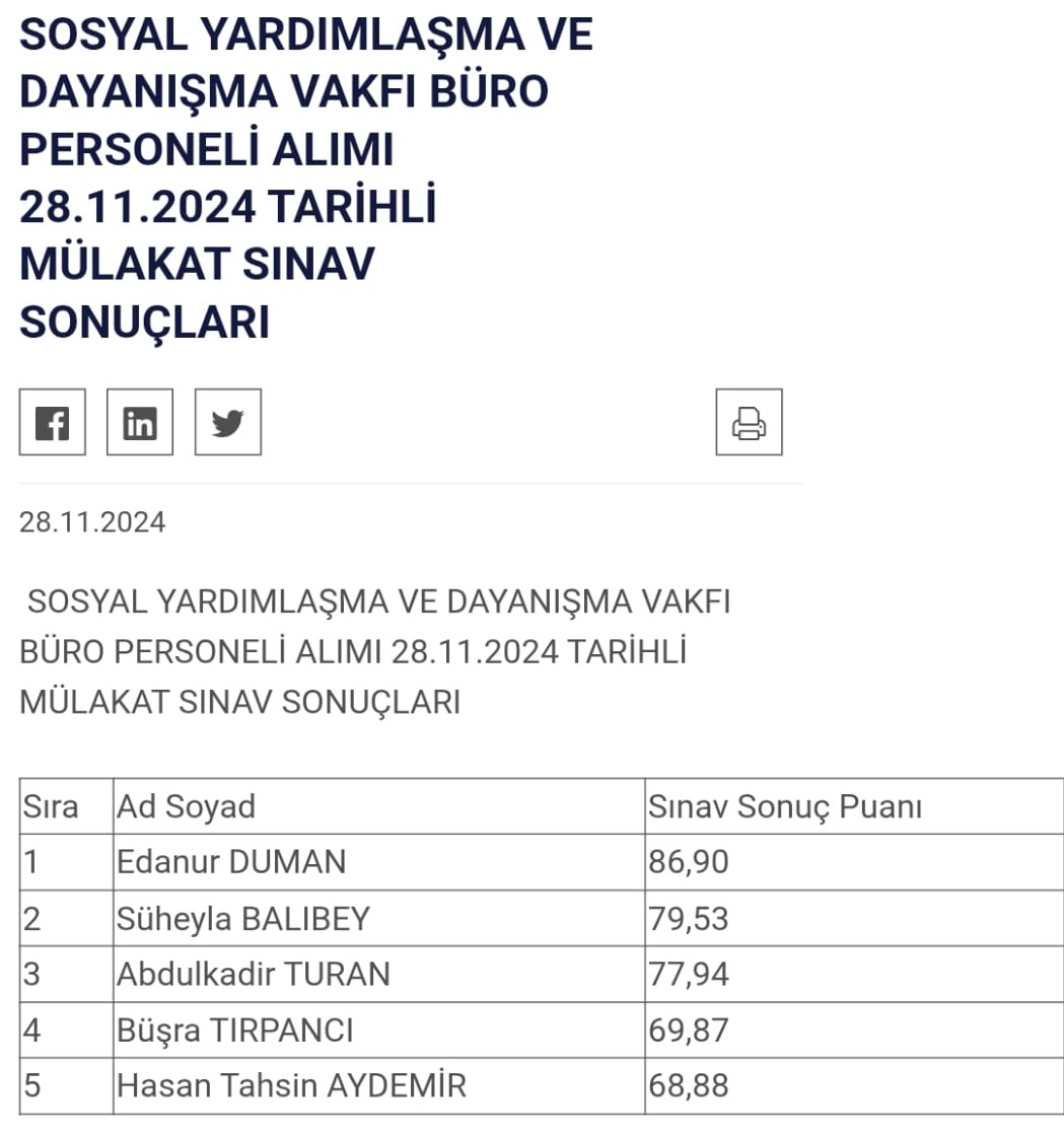 Mülakat Sonuçlari